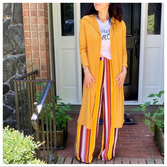 MUSTARD KNIT HOODED CARDIGAN - Picture 4 of 8